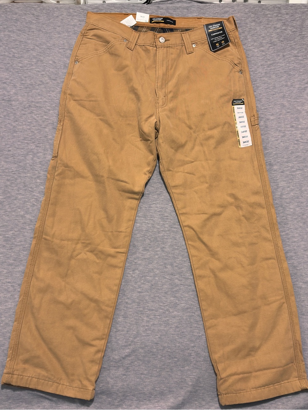 Levi Strauss signature Carpenter Pants Mens 36x32 Brown Flannel lined workwear